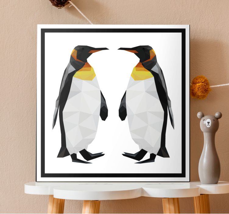 Geometric-animals pair of penguins bird canvas - TenStickers
