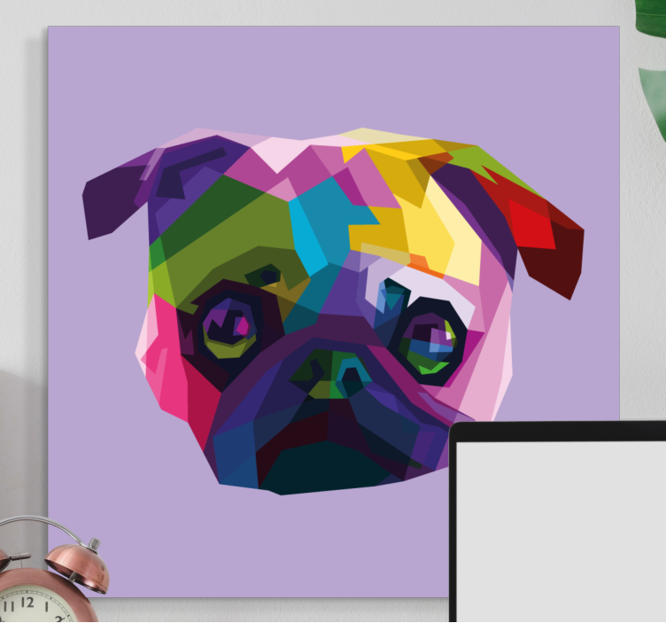 Geometric-animals pug dog dog canvas prints - TenStickers