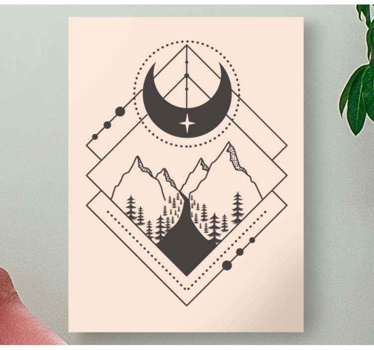 Geometric tree and moon nordic art prints - TenStickers