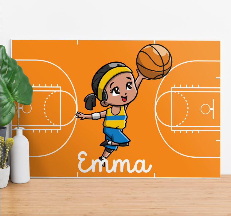 Girl basketball player personalised canvas - TenStickers