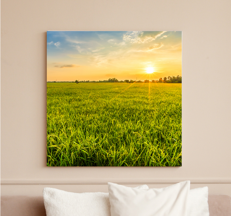 Grass field aesthetic landscape canvas - TenStickers
