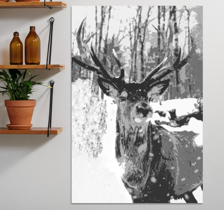 Gray deer traces of paint Stag canvas - TenStickers