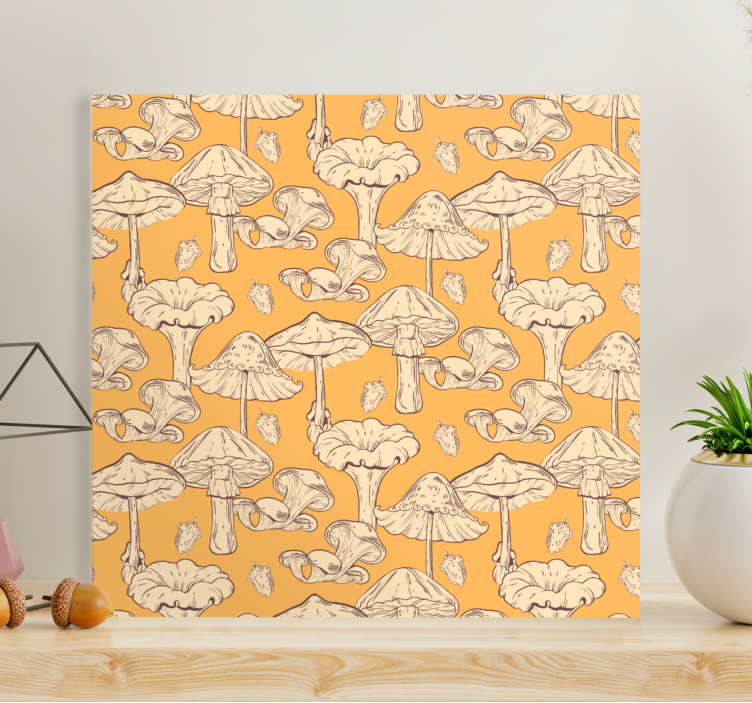 Handdrawn mushrooms plant canvas prints - TenStickers