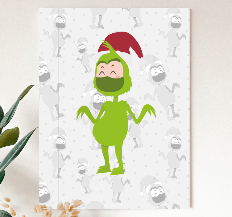 Happy green character people canvas - TenStickers