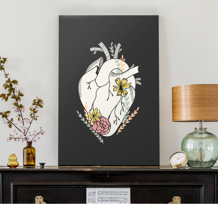 Heart with colorful flowers flower canvas - TenStickers