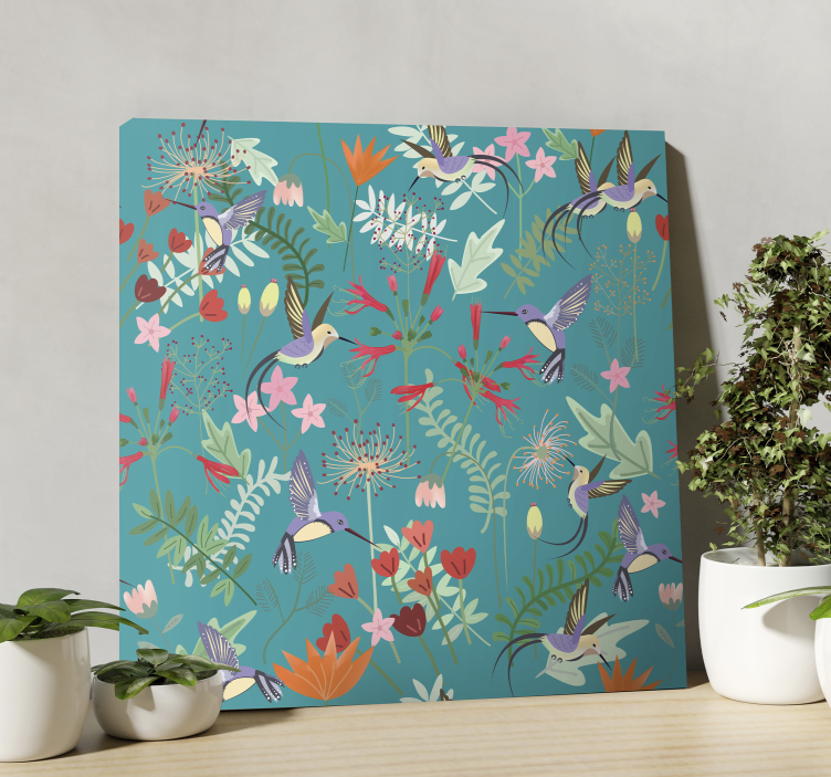 Hummingbird pattern bird canvas art - TenStickers