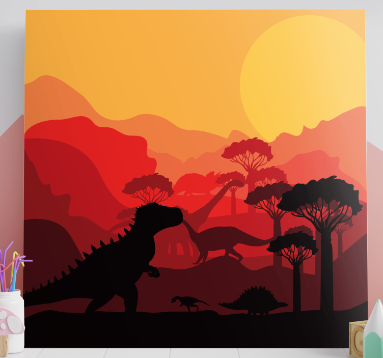 Dinosaurs Jurassic landscape canvas prints - TenStickers