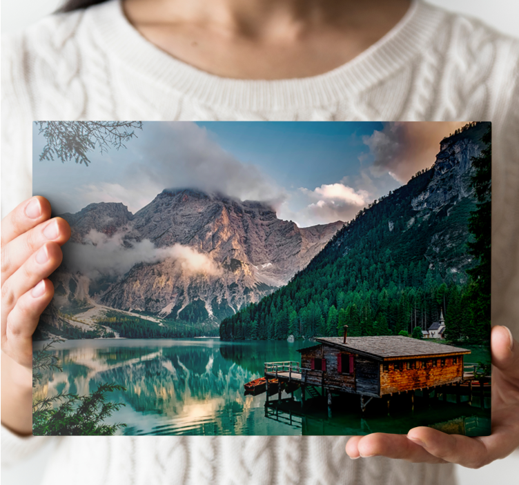 Lake views cottagecore style landscape canvas - TenStickers