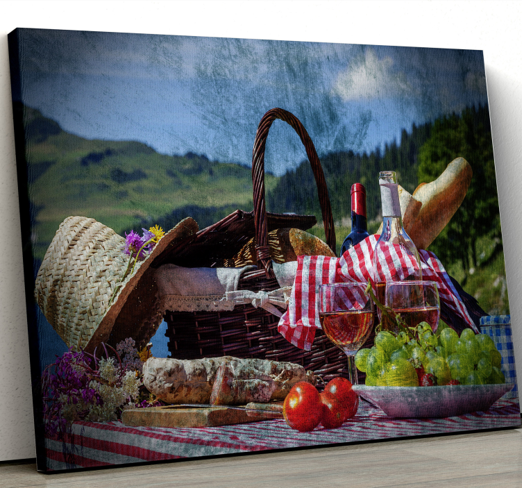 Landscape canvas picnic basket scene - TenStickers