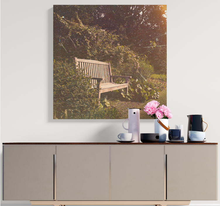 Landscape canvas serene garden bench - TenStickers
