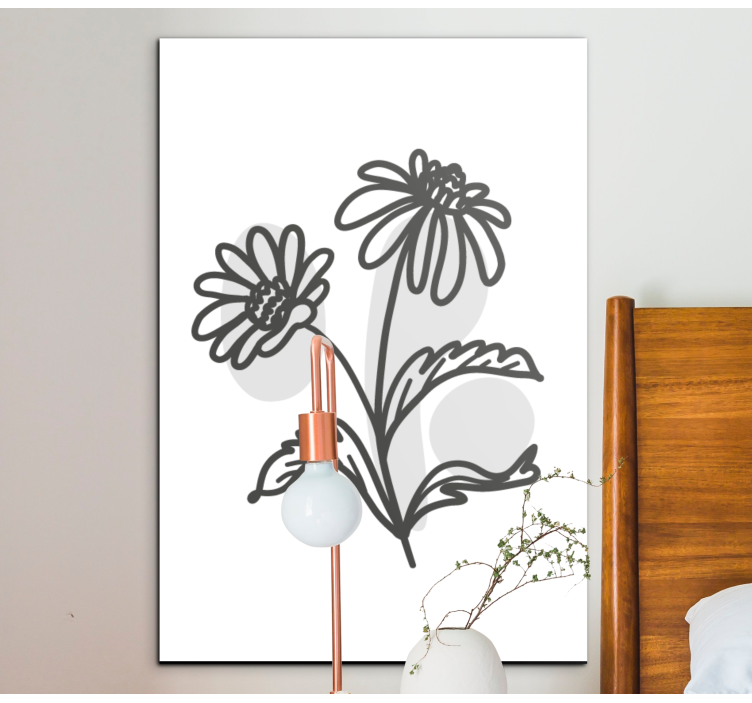 Line Art Flowers flower framed canvas - TenStickers