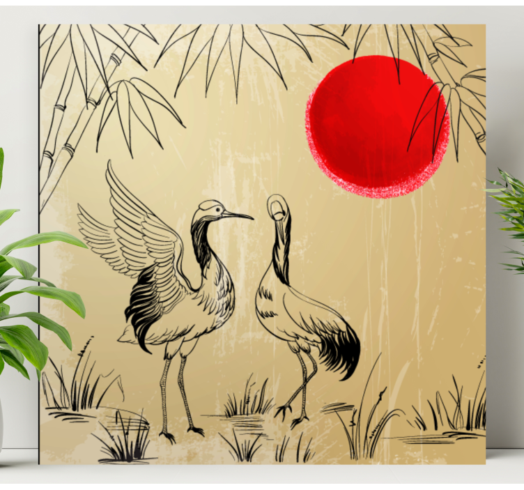Mandala canvas cranes and sun - TenStickers