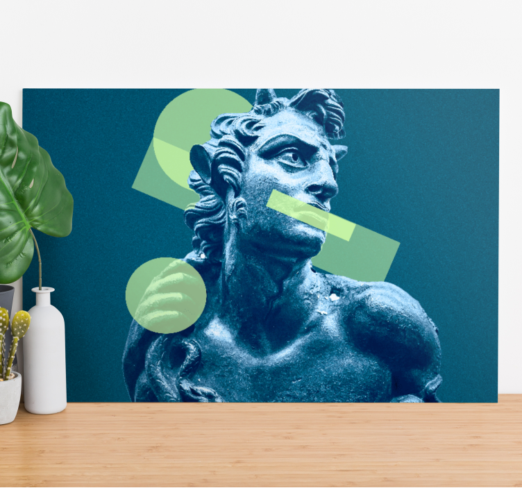 Marble statue with green shapes canvas prints - TenStickers