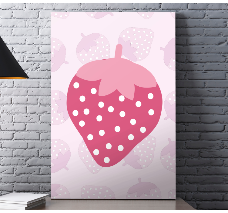 Modern pink strawberries fruit canvas - TenStickers