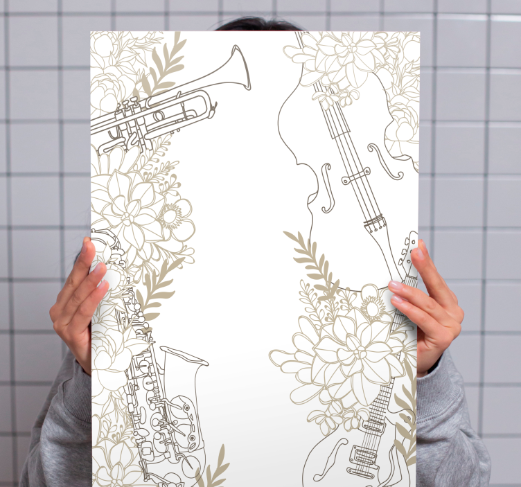 Musical instrument in flowers Music canvas - TenStickers