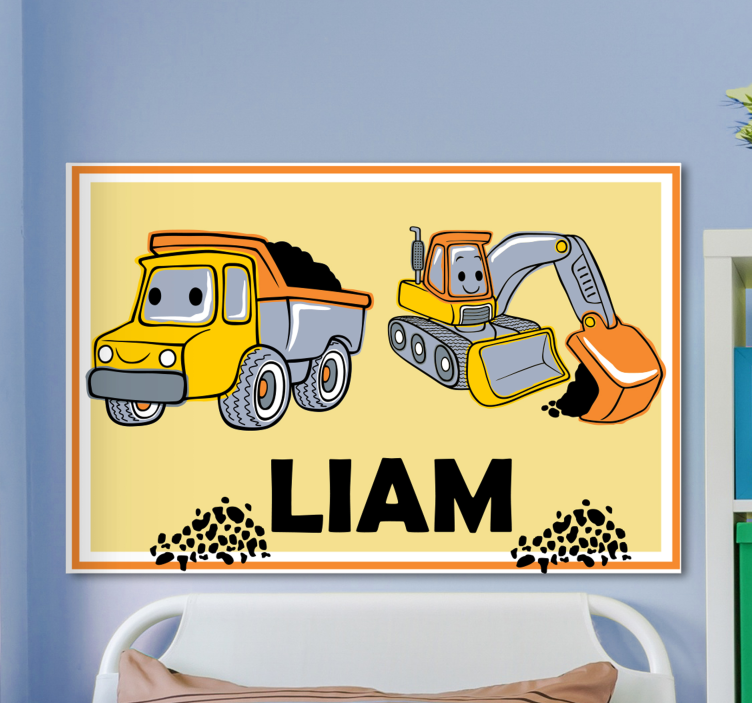 name with trucks personalised canvas - TenStickers
