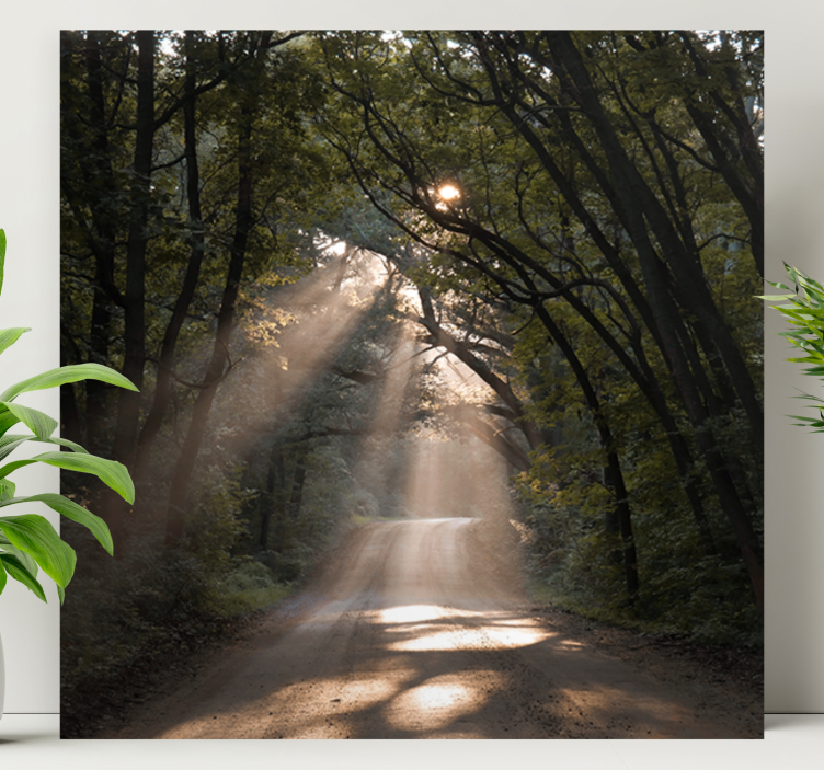 Nature dirt road in the forest Tree wall canvas - TenStickers