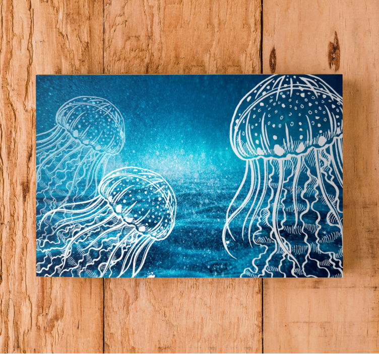 Nautical canvas art jellyfish ocean life - TenStickers
