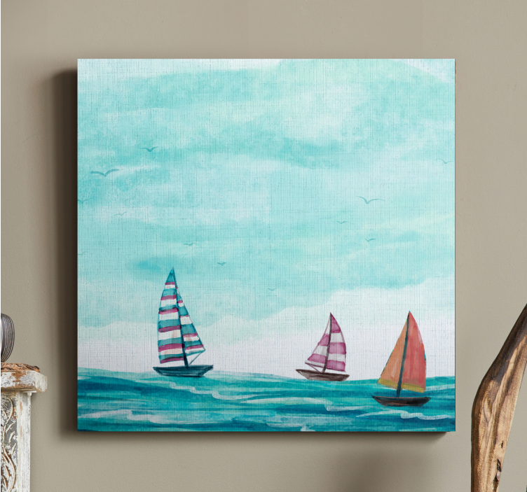 Nautical canvas art sailing boats at sea - TenStickers