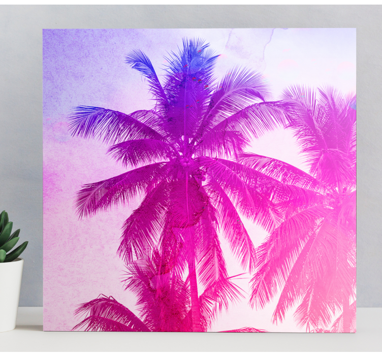 Neon palm tree design canvas for living room - TenStickers