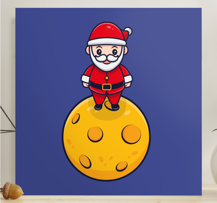 Nursery canvas santa on moon - TenStickers