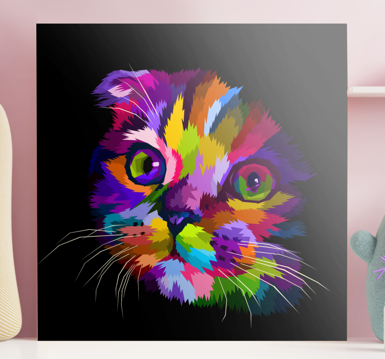 Painted Rainbow cat canvas print - TenStickers