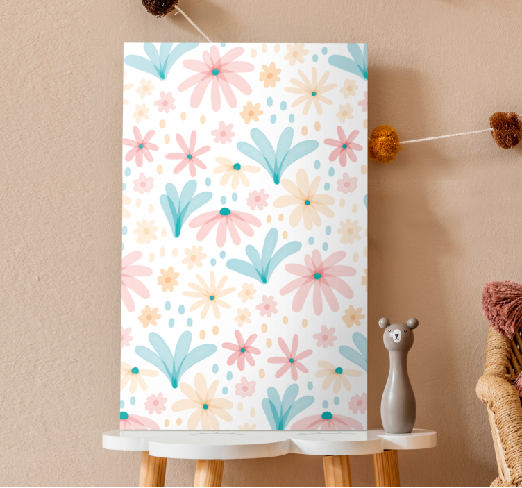 Pastel color flower pattern canvas - TenStickers
