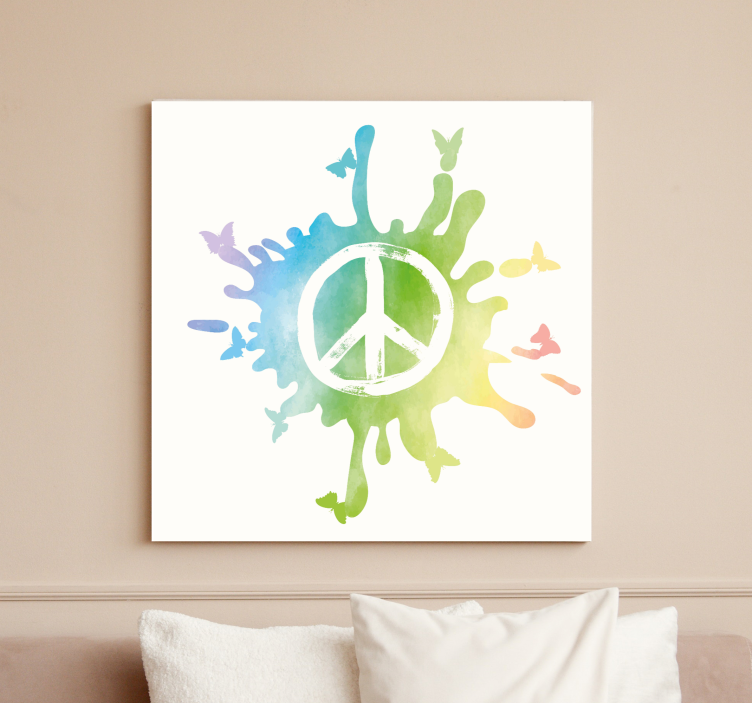 Peace symbol colorful background retro canvas - TenStickers