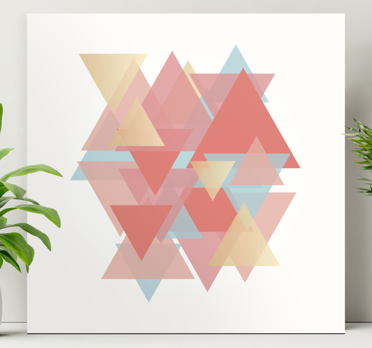 Pink and golden triangles canvas - TenStickers