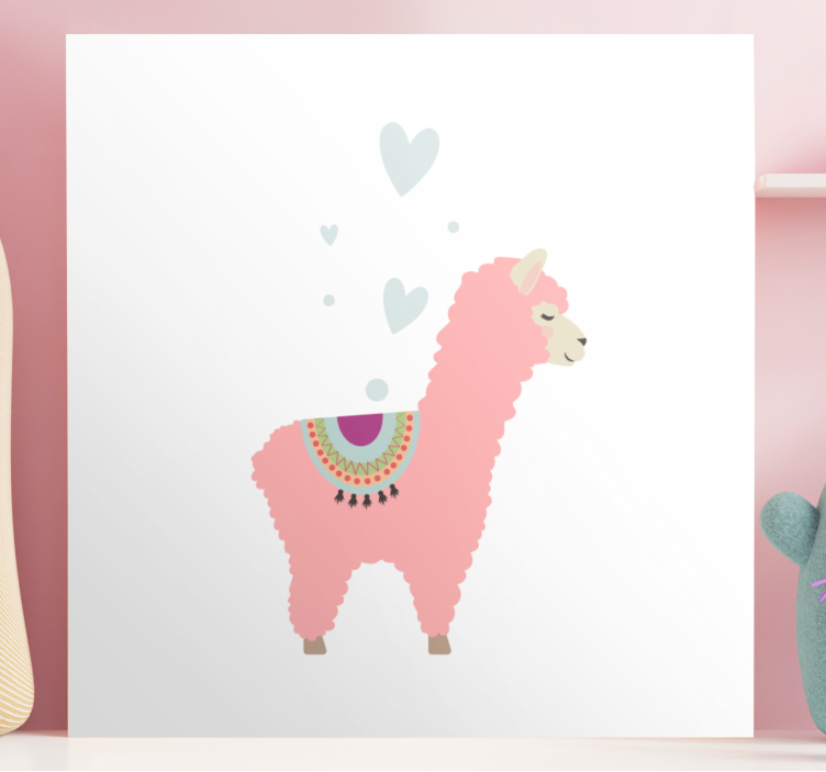 Pink lama pattern bedroom wall prints - TenStickers