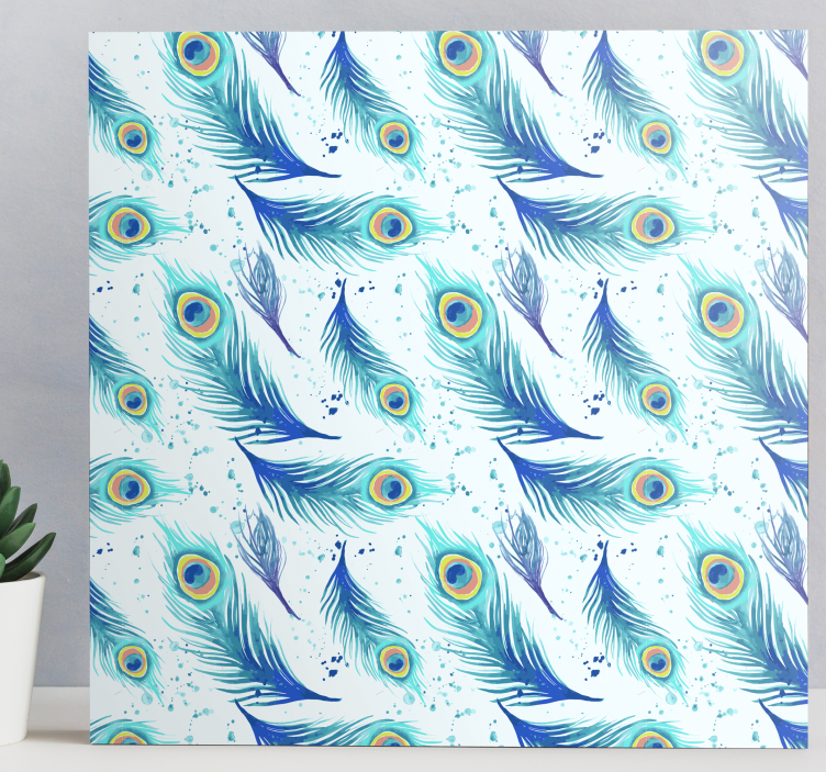 Blue Peacock Feather wall art - TenStickers