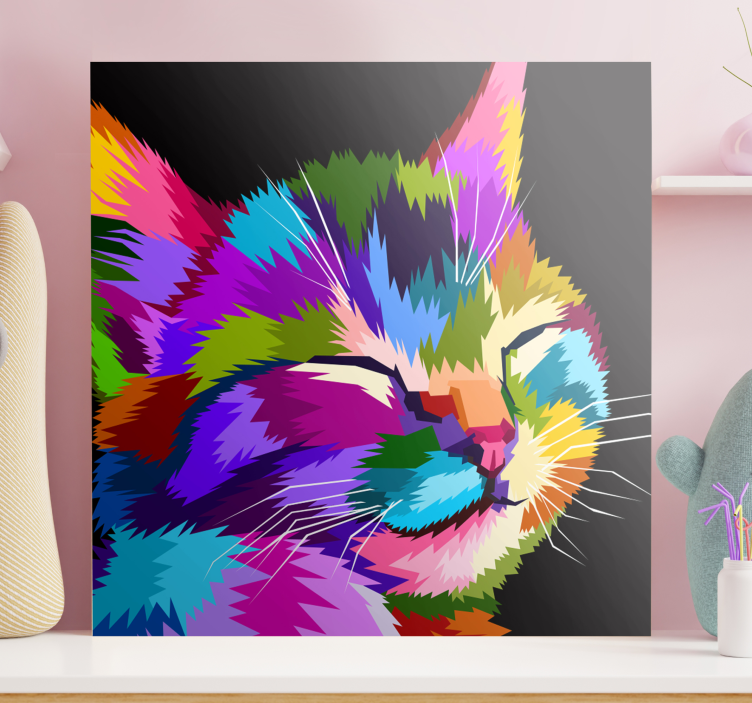 Cute Rainbow  Cat canvas print - TenStickers