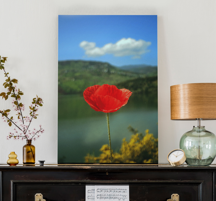 Red poppies with the sky flower canvas - TenStickers