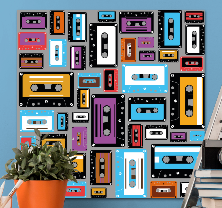 Retro 80s cassette tape pattern retro canvas - TenStickers
