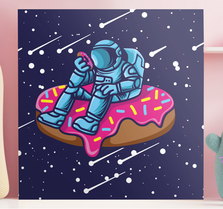 SPACEMAN ON DONUT framed gaming wall art - TenStickers
