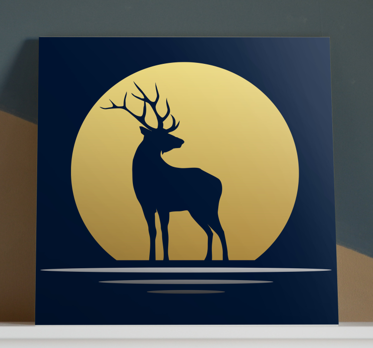 Stag canvas stag silhouette moon - TenStickers