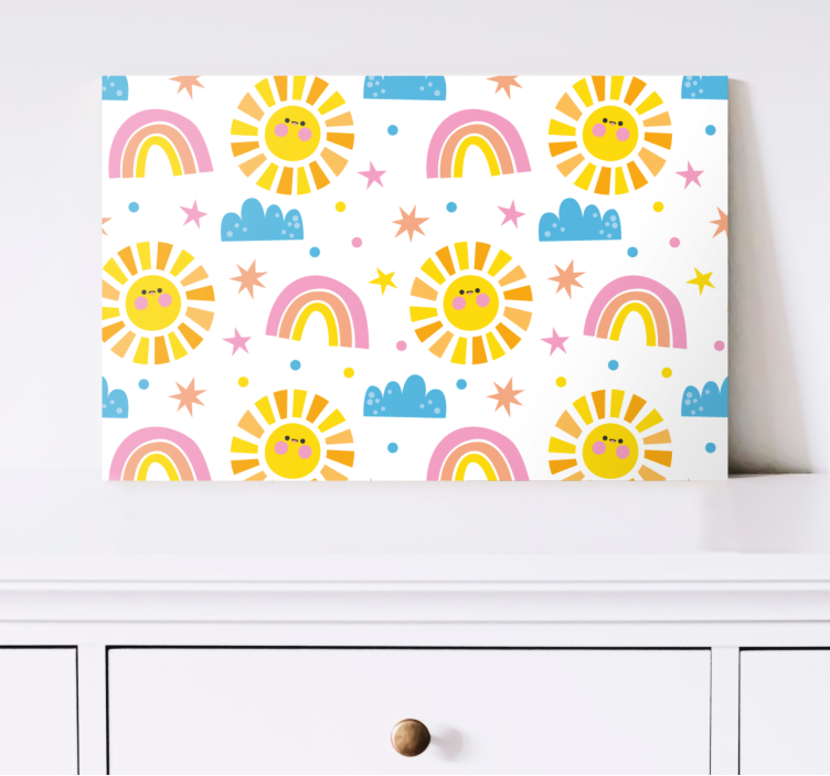 Suns and rainbow pattern nursery canvas - TenStickers