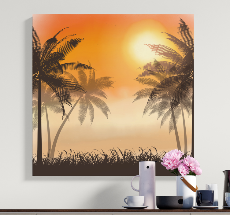 Sunset landscape canvas wall art - TenStickers