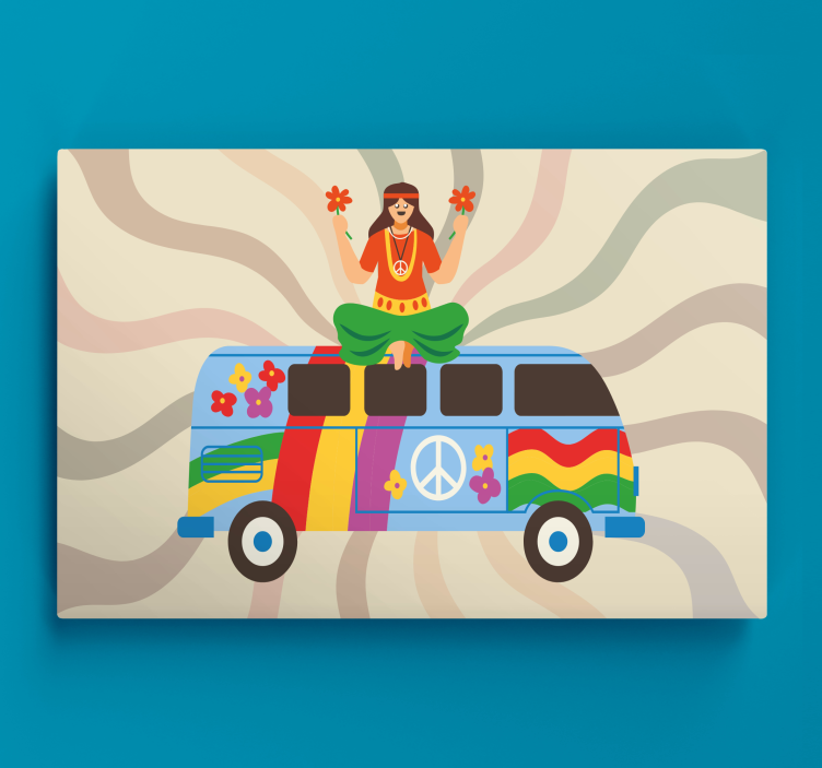 Superhero canvas art flower power van - TenStickers