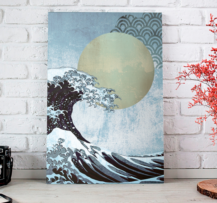 The wave oriental art landscape canvas - TenStickers