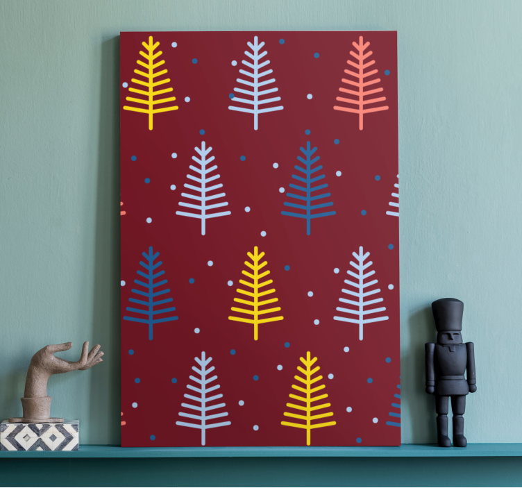 Tree canvas wall art colorful pine sprigs - TenStickers