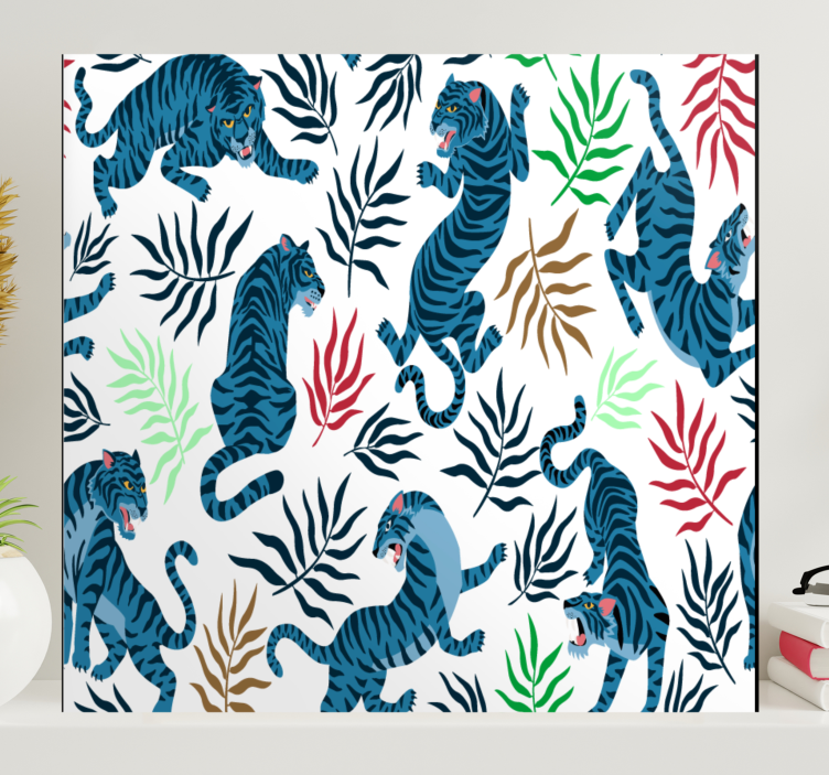 Tropical Tiger Pattern animal canvas wall art - TenStickers