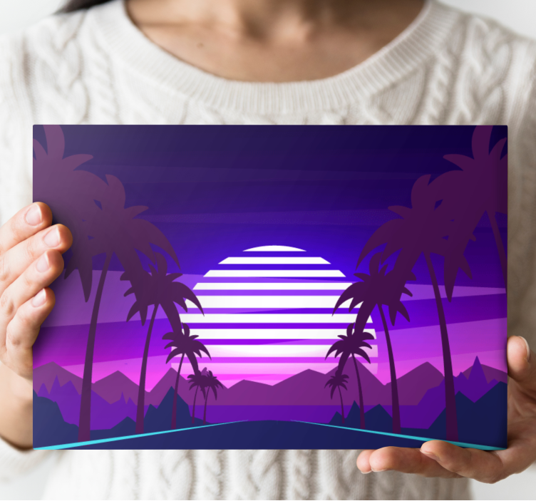Vaporwave style highway retro canvas - TenStickers