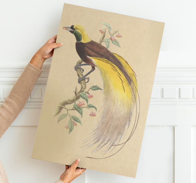 Vintage painting with yellow bird retro canvas - TenStickers