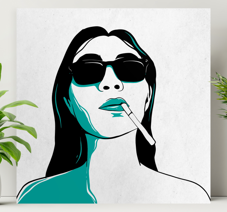 Woman face smoking modern canvas - TenStickers