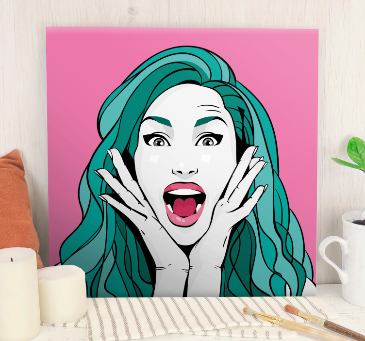 Woman screaming pop art style modern canvas - TenStickers