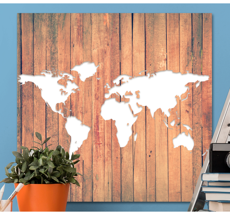 World map wall art wooden world map - TenStickers