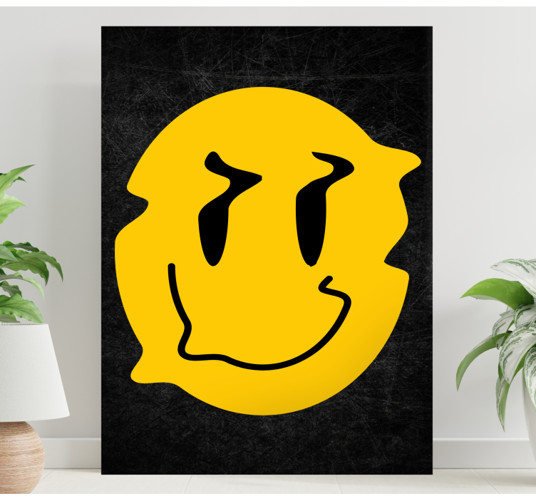 Yellow distorted smile modern canvas wall art - TenStickers