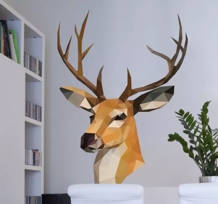 3D Geometric Reindeer Wall Sticker - TenStickers