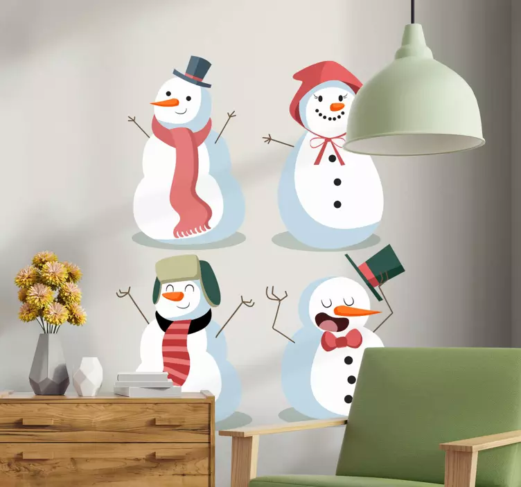 4 cute Snowmen christmas sticker - TenStickers